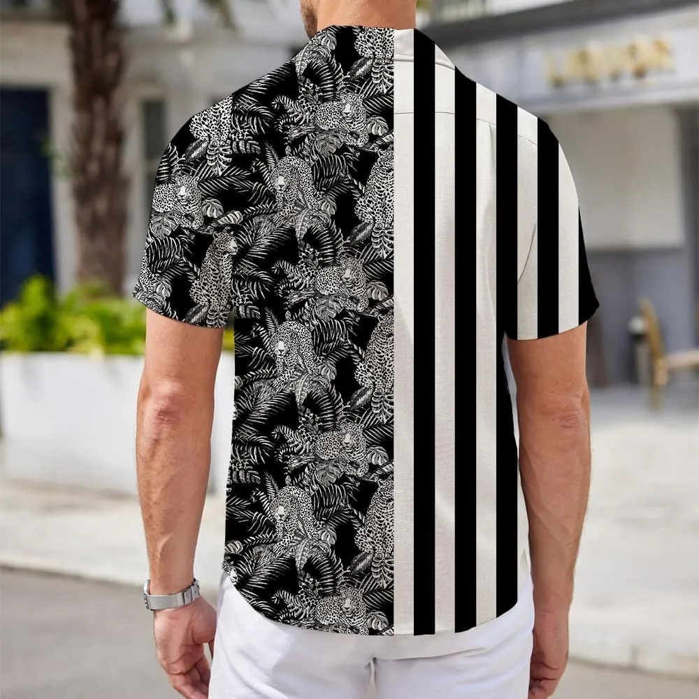 Mens Funny Hawaiian Shirts 3D Graphic Button Down Short Sleeve Tropical Holiday Beach Aloha Shirt