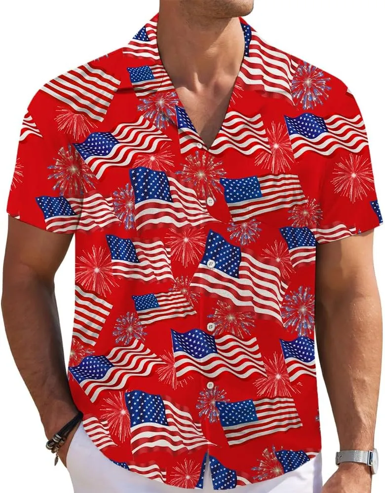 Mens Funny Hawaiian Shirts 3D Graphic Button Down Short Sleeve Tropical Holiday Beach Aloha Shirt