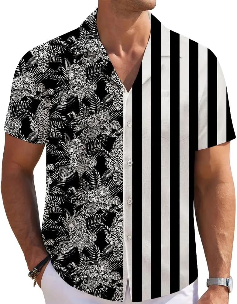 Mens Funny Hawaiian Shirts 3D Graphic Button Down Short Sleeve Tropical Holiday Beach Aloha Shirt