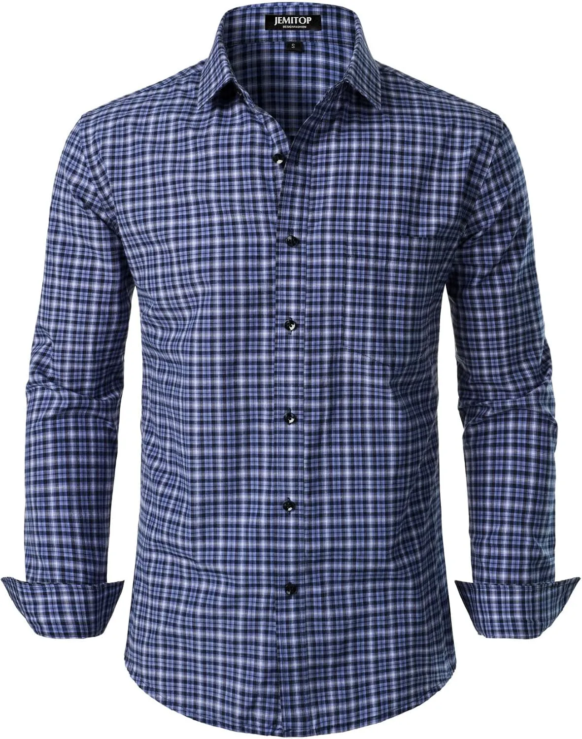 Men's Transitional Weather Slim Fit Long Sleeve Button Down Shirt Business Casual Dress Shirts with Pocket