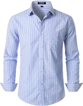 Men's Transitional Weather Slim Fit Long Sleeve Button Down Shirt Business Casual Dress Shirts with Pocket