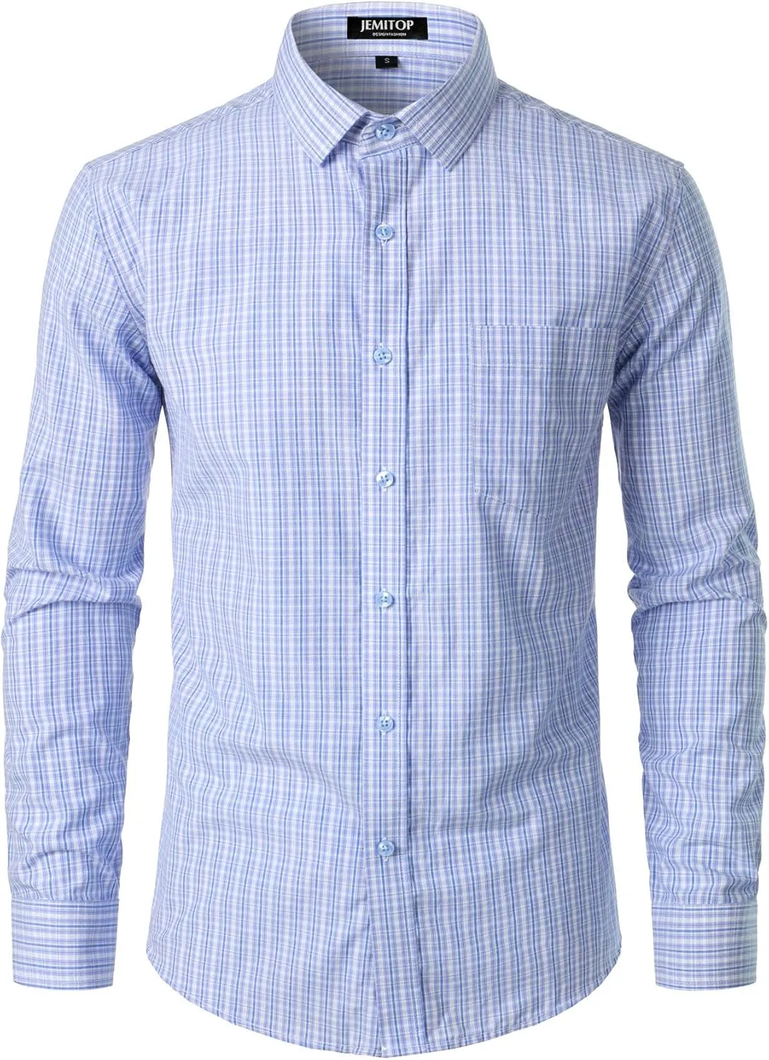 Men's Transitional Weather Slim Fit Long Sleeve Button Down Shirt Business Casual Dress Shirts with Pocket
