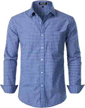Men's Transitional Weather Slim Fit Long Sleeve Button Down Shirt Business Casual Dress Shirts with Pocket
