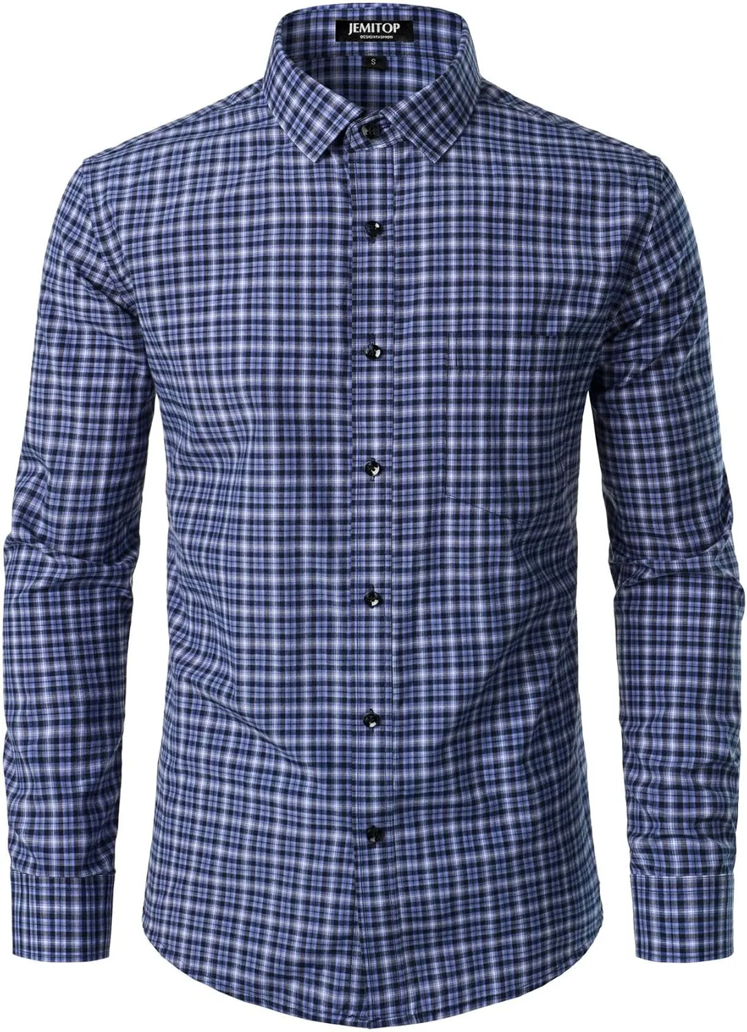 Men's Transitional Weather Slim Fit Long Sleeve Button Down Shirt Business Casual Dress Shirts with Pocket
