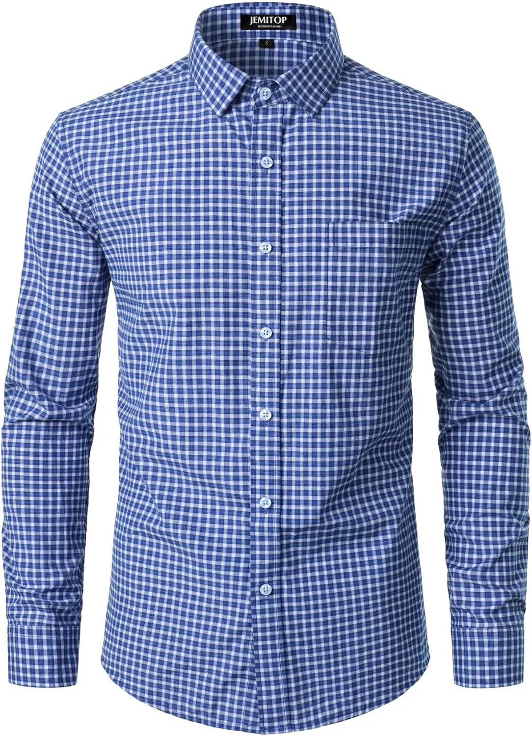 Men's Transitional Weather Slim Fit Long Sleeve Button Down Shirt Business Casual Dress Shirts with Pocket
