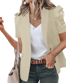 Newffr Womens Summer Blazers Casual Short Puff Sleeve Open Front Office Blazers Bussiness Jackets Work Suit Newffr Womens Summer Blazers Casual Short Puff Sleeve Open Front Office Blazers Bussiness Jackets Work Suit