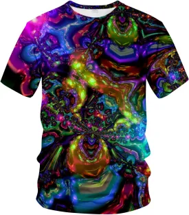 Novelty Mens Crew Neck Print Tee 3D Abstract Art Trippy T-Shirt