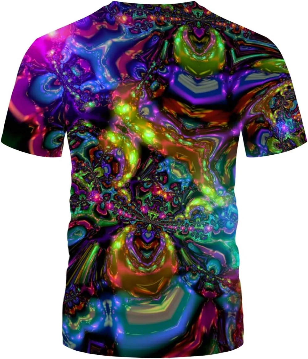 Novelty Mens Crew Neck Print Tee 3D Abstract Art Trippy T-Shirt