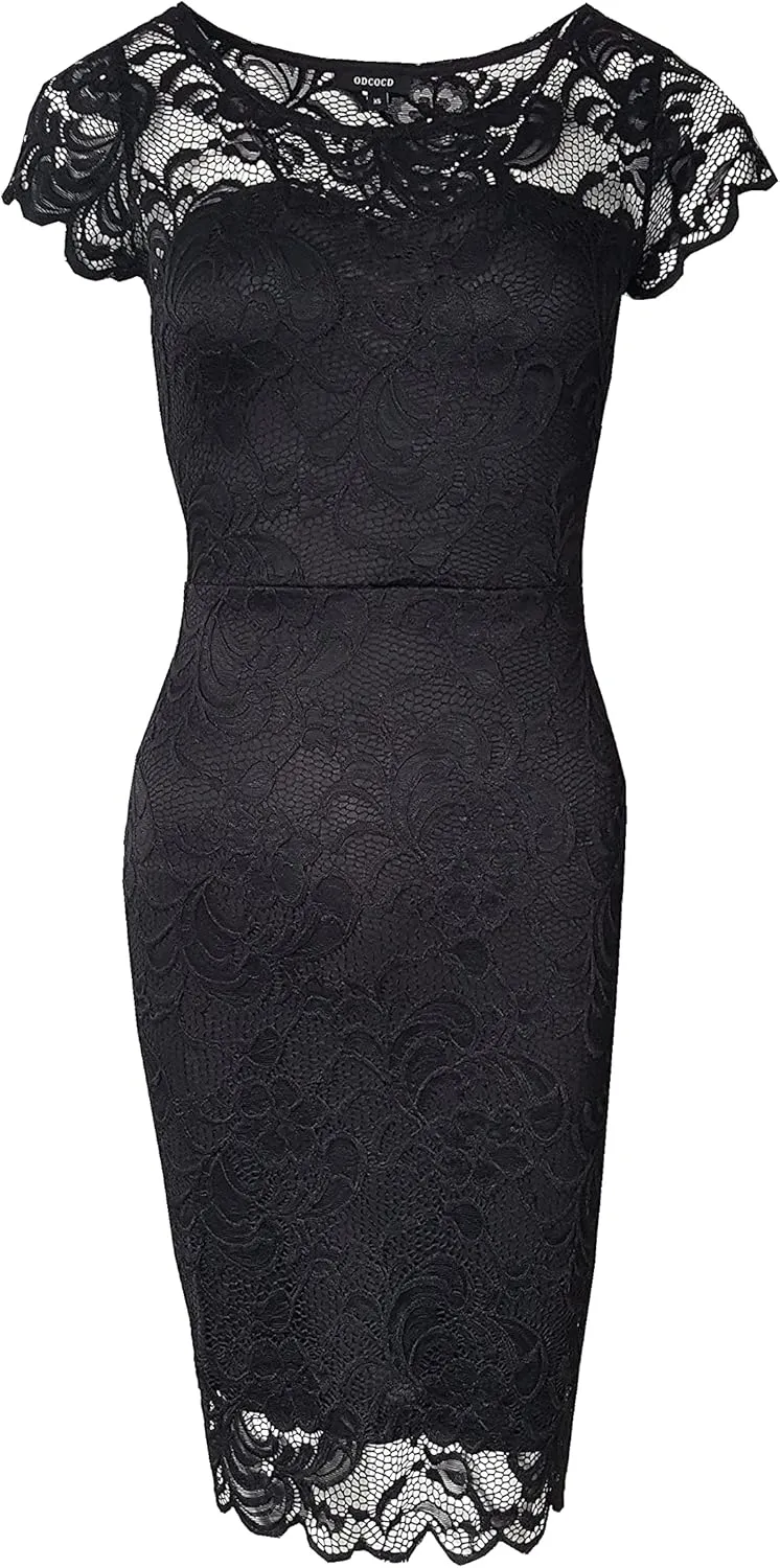 ODCOCD Women's Lace Dress/Cocktail Party Dress/Wedding Guest & Bridesmaid Dresses/Homecoming Dress/Club & Nighit Out