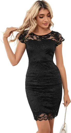 ODCOCD Women's Lace Dress/Cocktail Party Dress/Wedding Guest & Bridesmaid Dresses/Homecoming Dress/Club & Nighit Out