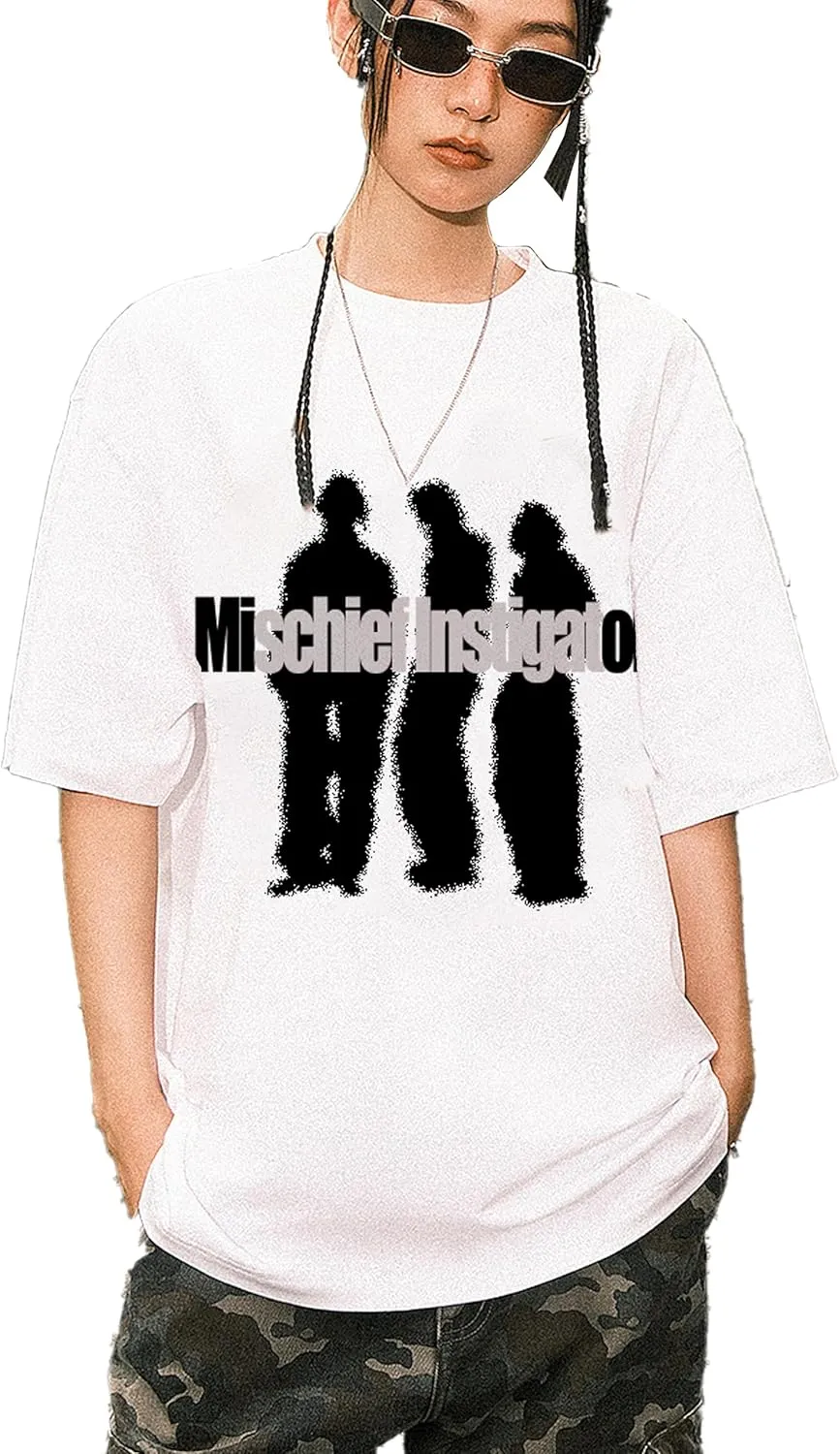 Oversized Tshirts Y2K Graphic Tees: Flame Skull Print Crew Neck Heavyweight Shirts Streetwear Funny Tops for Unisex