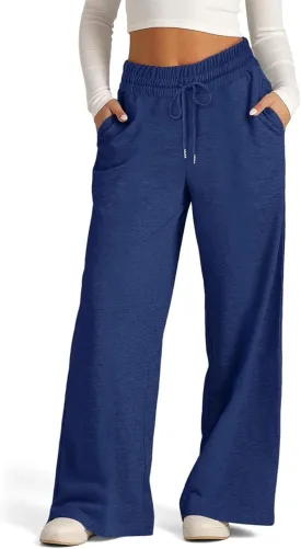 Oversized Wide Leg Sweatpants Women High Waisted Jogger Sweat Pants Drawstring Lightweight Travel Pant with Pockets