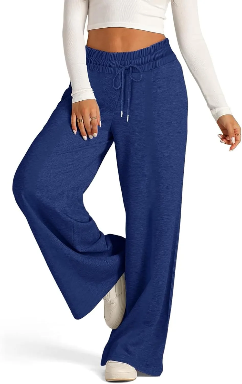 Oversized Wide Leg Sweatpants Women High Waisted Jogger Sweat Pants Drawstring Lightweight Travel Pant with Pockets