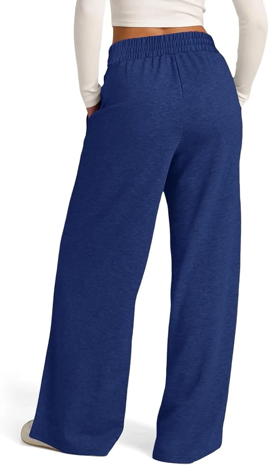 Oversized Wide Leg Sweatpants Women High Waisted Jogger Sweat Pants Drawstring Lightweight Travel Pant with Pockets