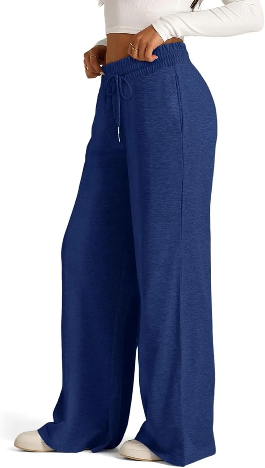 Oversized Wide Leg Sweatpants Women High Waisted Jogger Sweat Pants Drawstring Lightweight Travel Pant with Pockets