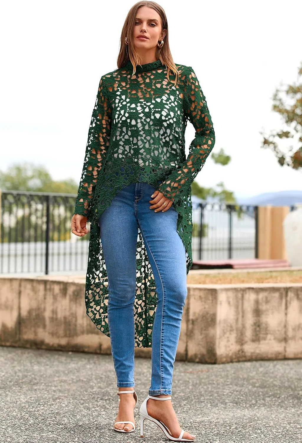 PRETTYGARDEN Women's Long Sleeve Round Neck High Low Asymmetrical Irregular Hem Casual Tops Blouse Shirt Dress