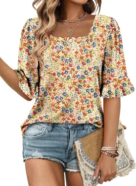 ROSELINLIN Half Sleeve Top for Women Summer Dressy Casual Tunic Top