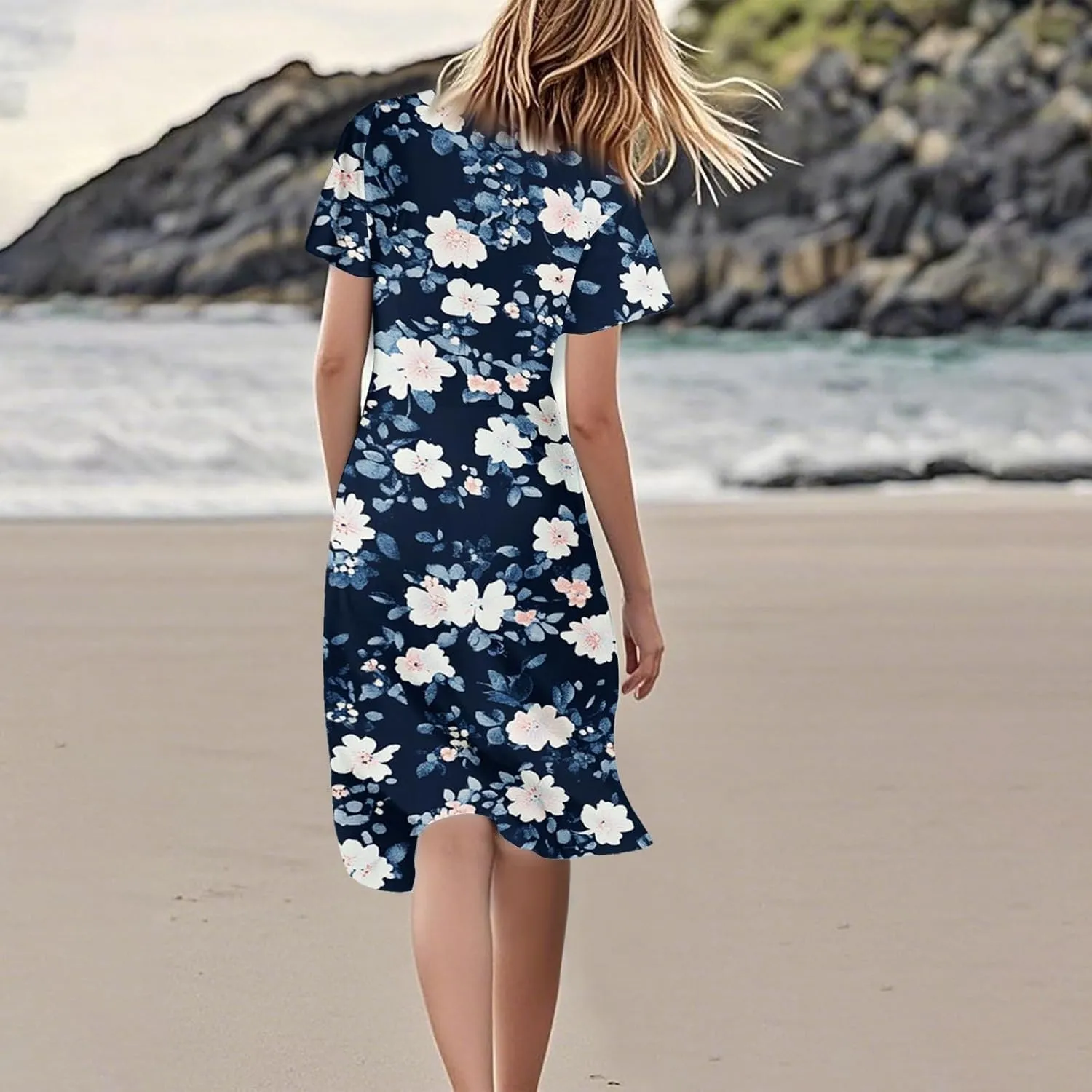 Sexy Dresses for Women Date Night V Neck Boho Knee Length Summer 2025 Tie Dye Floral Short Sleeve Short Skirt