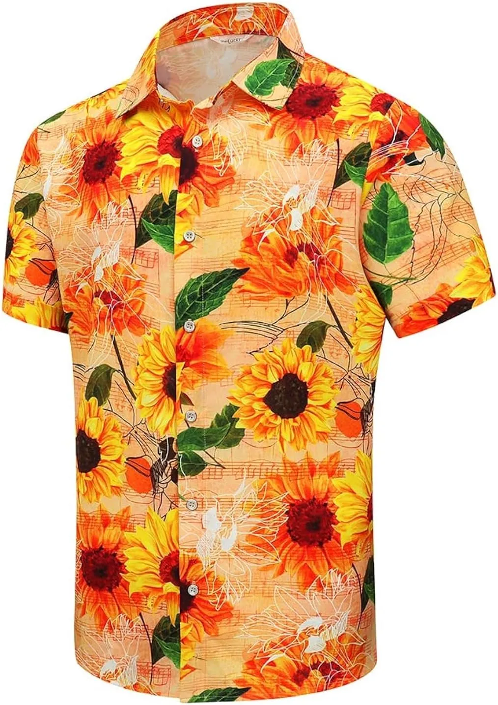SheLucki Hawaiian Shirt for Men, Unisex Summer Beach Casual Short Sleeve Button Down Shirts, Printed Palmshadow Clothing