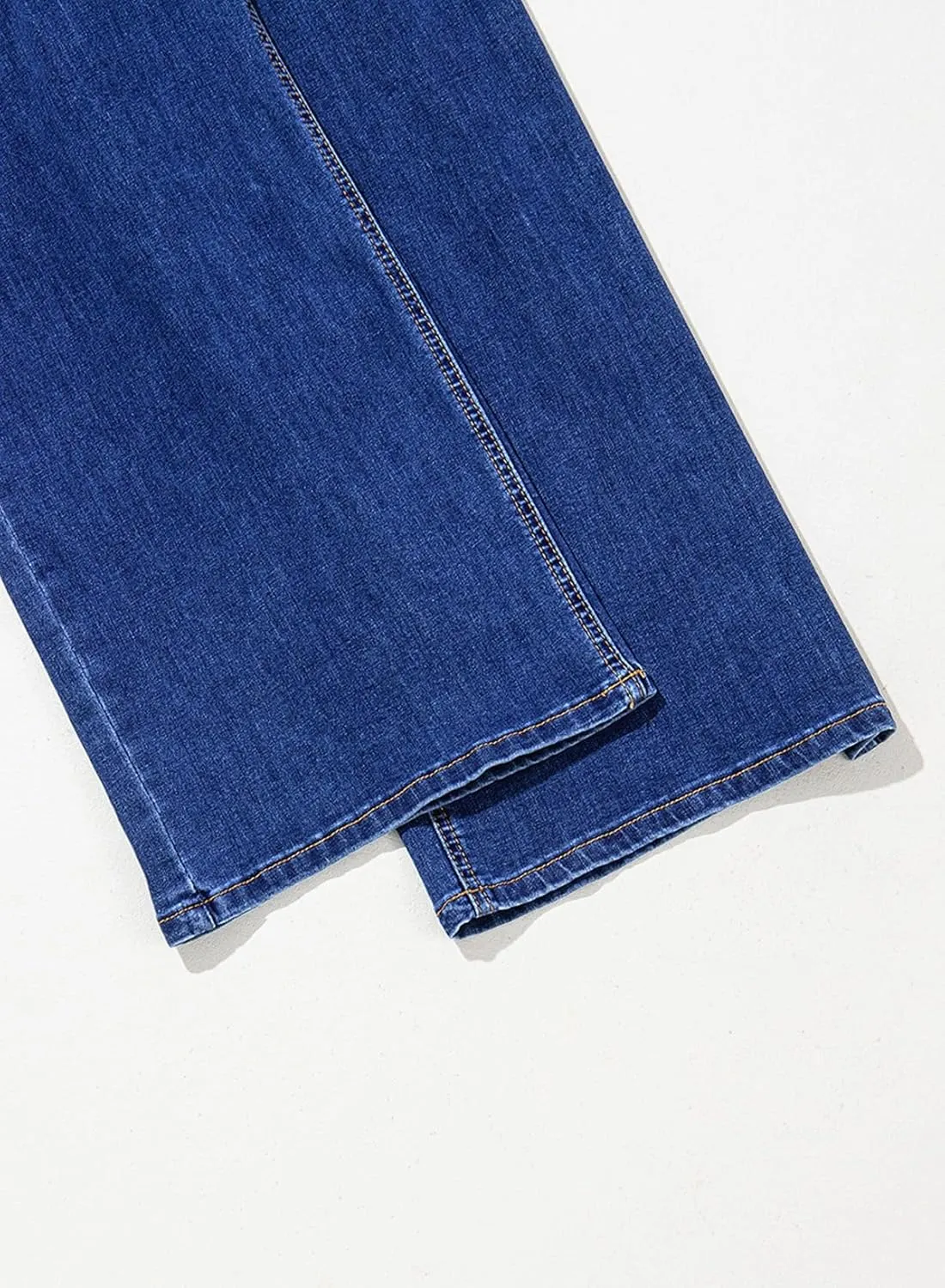 Sidefeel Overalls for Women Casual Stretchy Adjustable Strap Denim Jumpsuits Wide Leg Loose Fit Cropped Jean Rompers