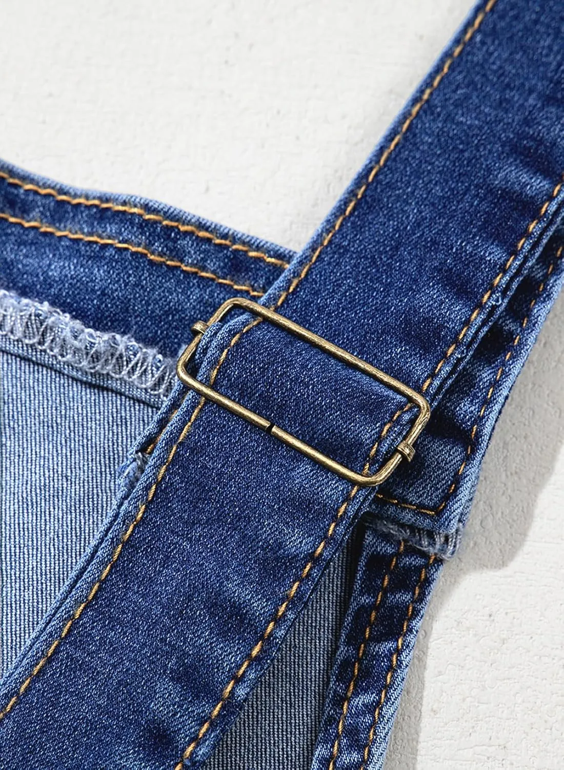 Sidefeel Overalls for Women Casual Stretchy Adjustable Strap Denim Jumpsuits Wide Leg Loose Fit Cropped Jean Rompers