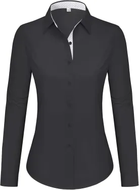 siliteelon Button Down Shirts for Women Dress Shirts Cotton Long Sleeve Shirts for Women Wrinkle Free Stretch Work Blouse