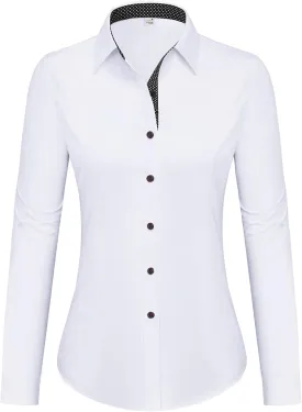 siliteelon Button Down Shirts for Women Dress Shirts Cotton Long Sleeve Shirts for Women Wrinkle Free Stretch Work Blouse