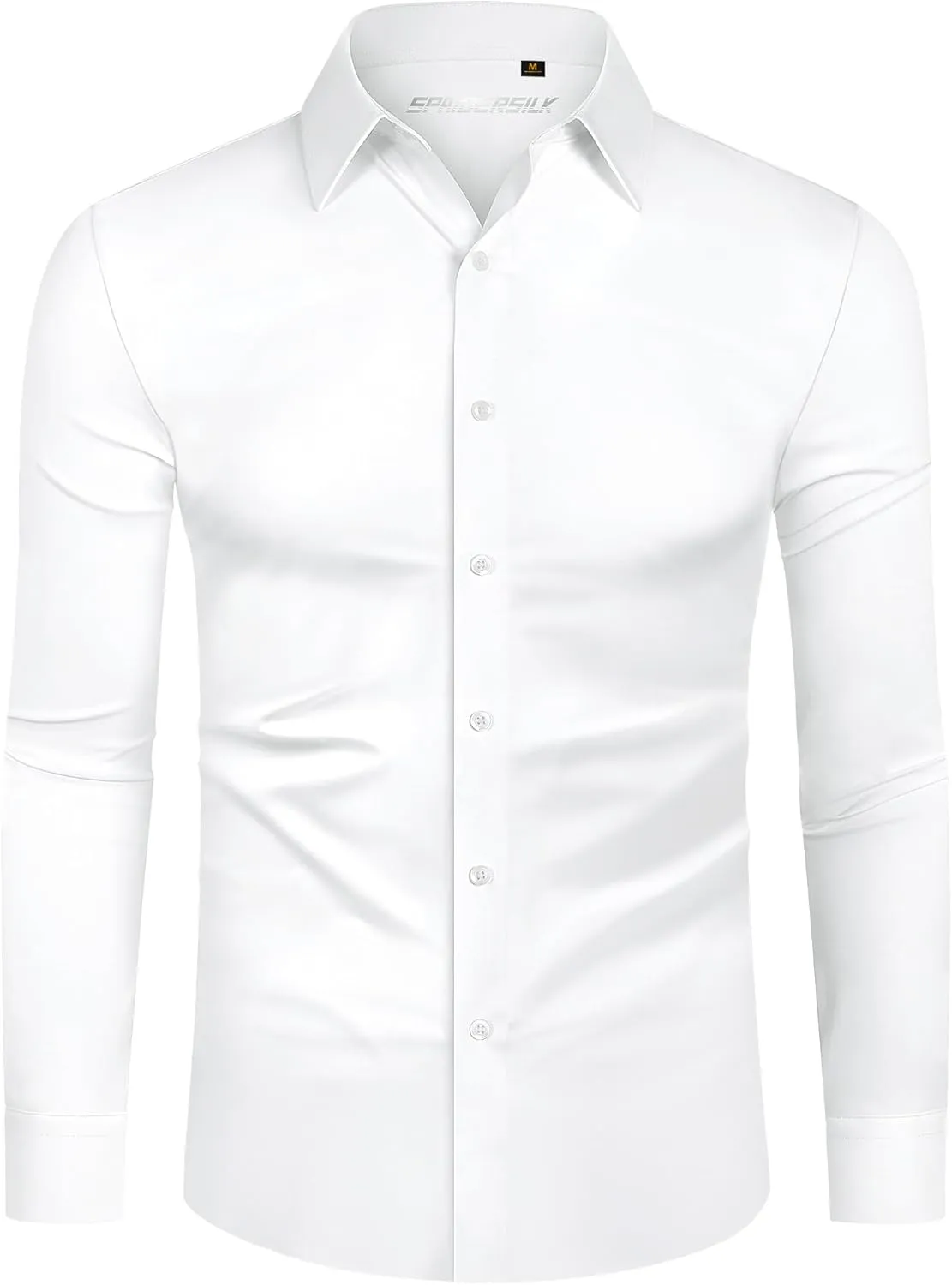 Stretch Mens Dress Shirts Long Sleeve Slim Fit Dress Shirts for Men Muscle Fit Wrinkle Free Button Down Shirt