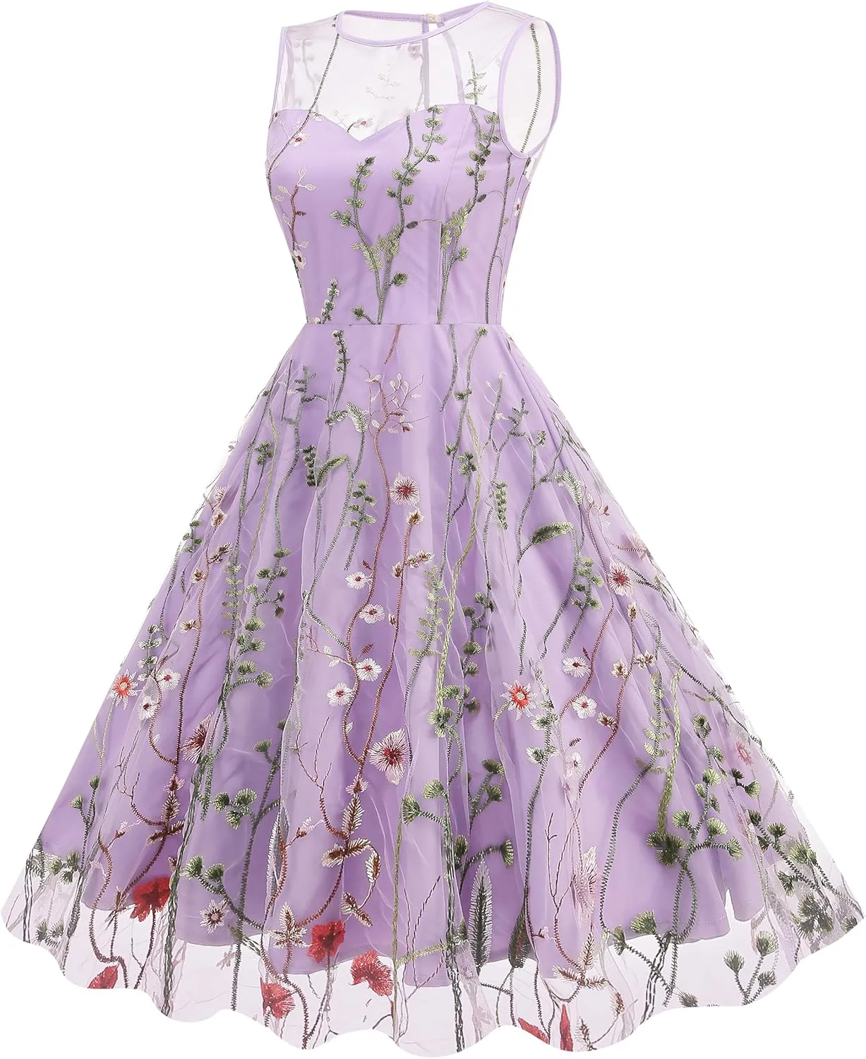 Summer Floral Embroidery Tulle Dress for Women Floral Embroidered Dress for Women Wedding Guest Formal Evening Party Gown
