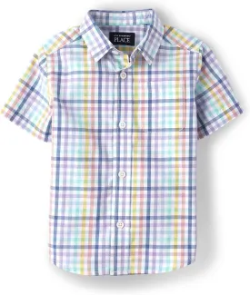 The Children's Place Boys' and Toddler Short Sleeve Button Down Shirt