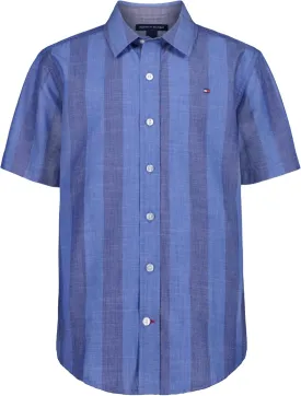 Tommy Hilfiger Boy's Short Sleeve Blue Skies Plaid Shirt (Big Kids)