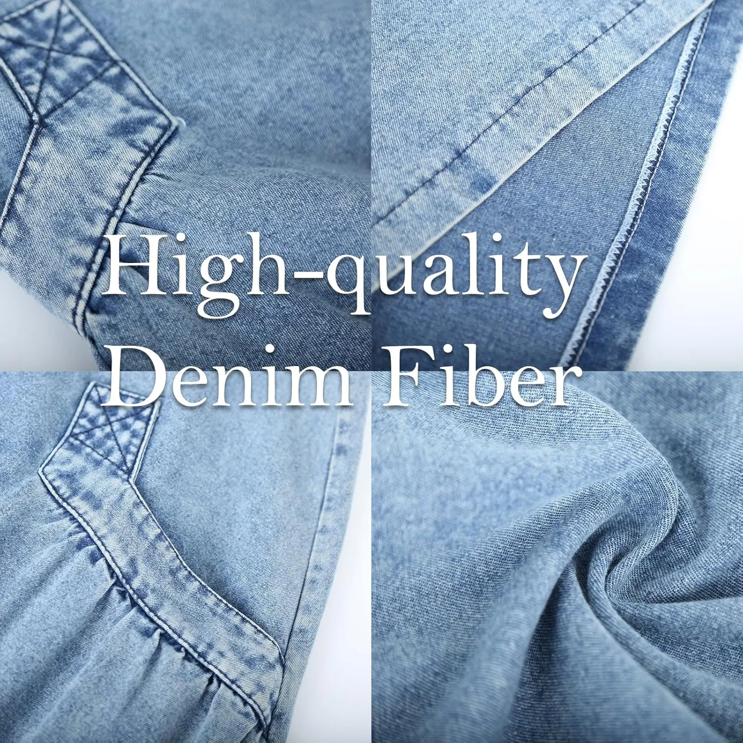 UQJE Baggy Denim Overall Dress for Women Loose Jumper Dress Relaxed Fit with Big Pockets for Casual