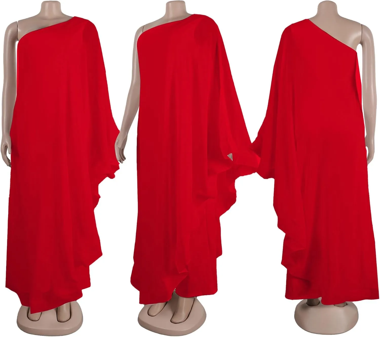 Vakkest Women's Sexy Formal Gown Dresses Off One Shoulder Sleeveless Jumpsuit Long Split Summer Party Wedding Gala Dress
