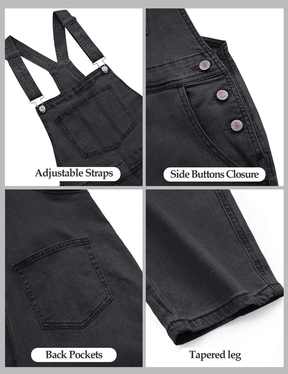 Vetinee Womens Classic Adjustable Straps Pockets Denim Bib Overalls Jeans Pants