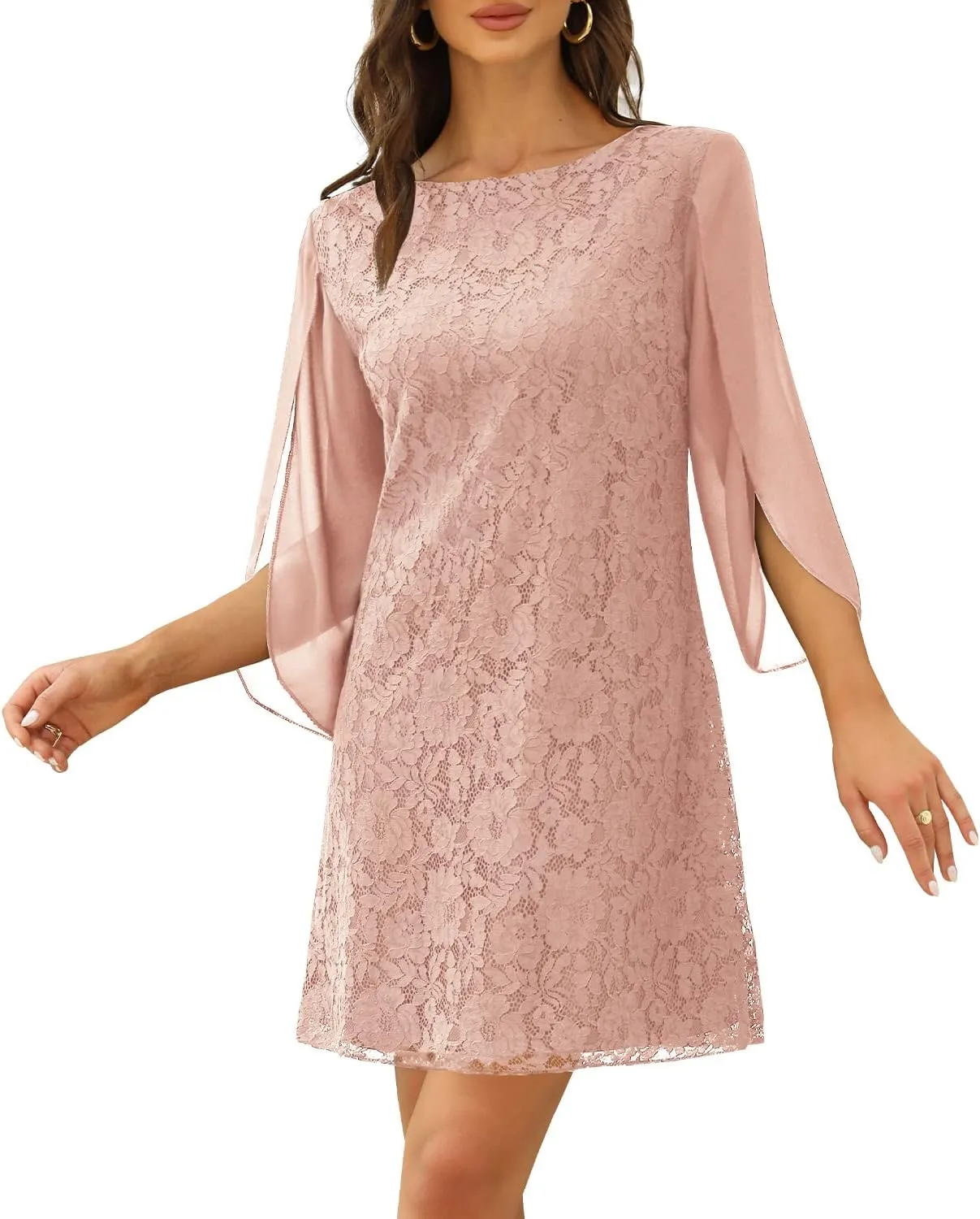 Wedding Guest Cocktail & Formal Dresses for Women - Lace Sequin Prom Evening Dress