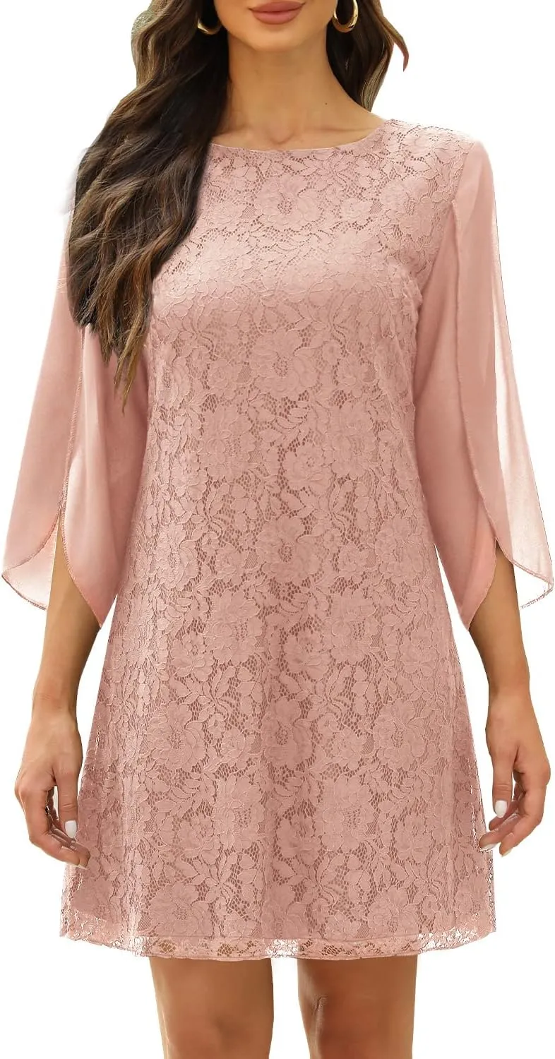 Wedding Guest Cocktail & Formal Dresses for Women - Lace Sequin Prom Evening Dress