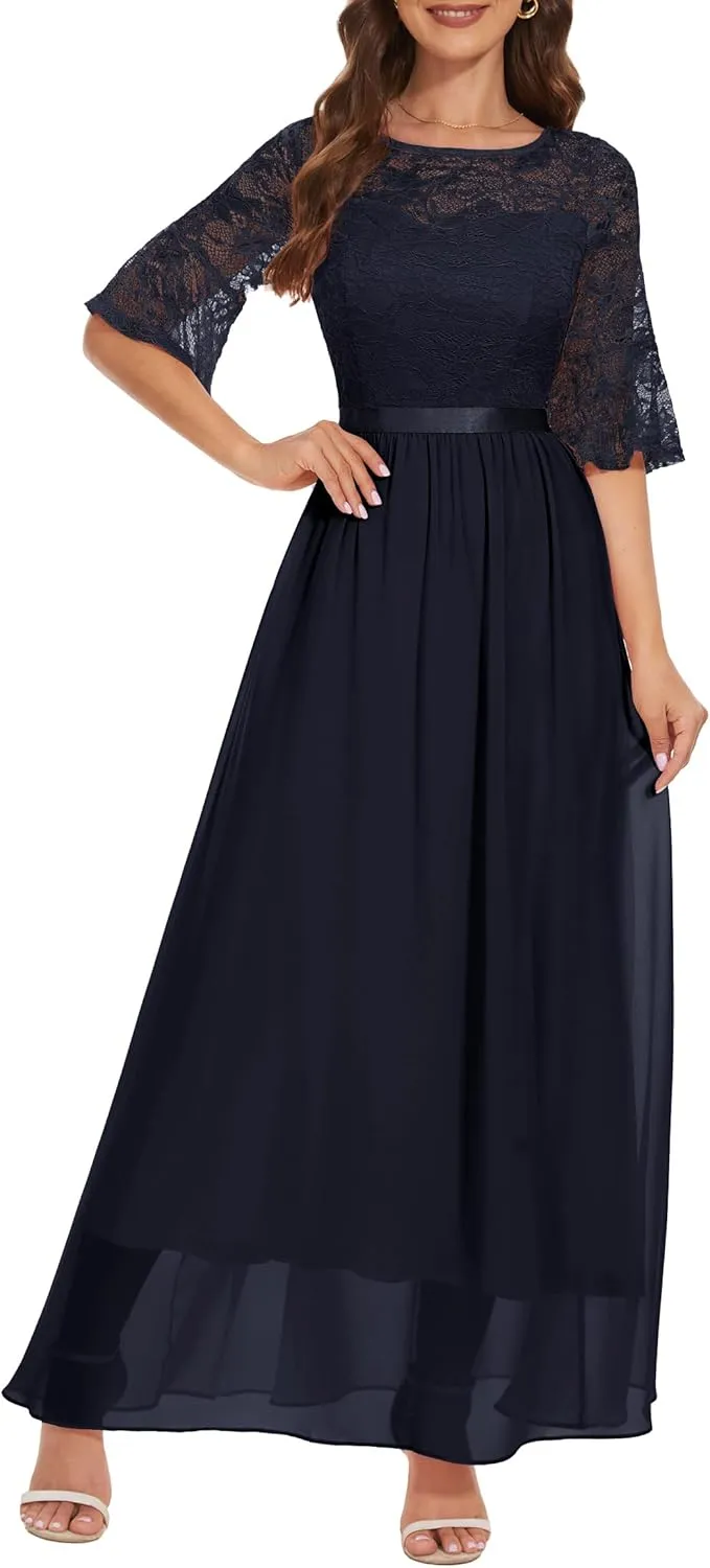 Wedtrend Women's Formal Dress 2024 Wedding Guest Dress Bell Sleeve Bridesmaid Dress Maxi Evening Dress