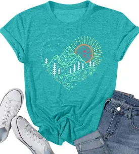 Women Adventure Outdoor Graphic Shirts Kindness Heart Printed Tops Workout Hiking Mountain Tshirts Nature Travel Tees