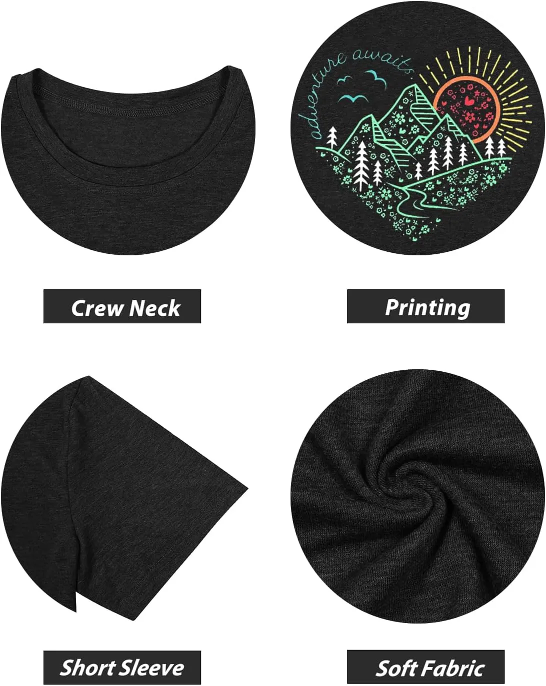 Women Adventure Outdoor Graphic Shirts Kindness Heart Printed Tops Workout Hiking Mountain Tshirts Nature Travel Tees