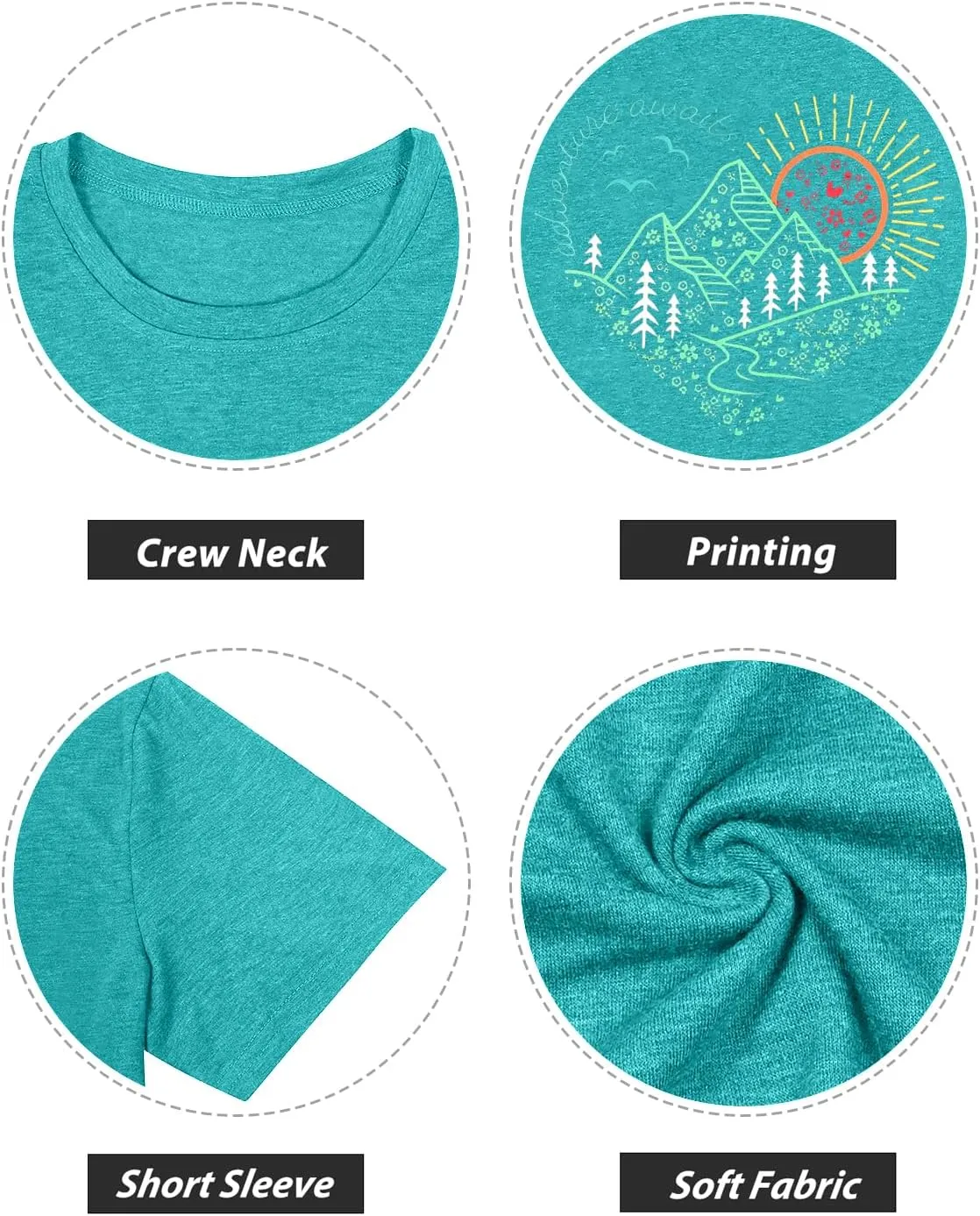 Women Adventure Outdoor Graphic Shirts Kindness Heart Printed Tops Workout Hiking Mountain Tshirts Nature Travel Tees