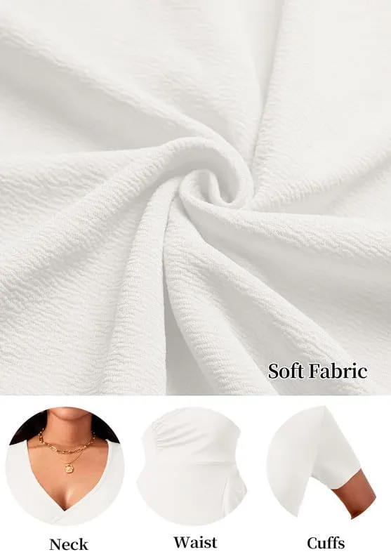 Women Dresses Short Sleeve Semi-Formal Knee Length V Neck Casual Ladies Dress