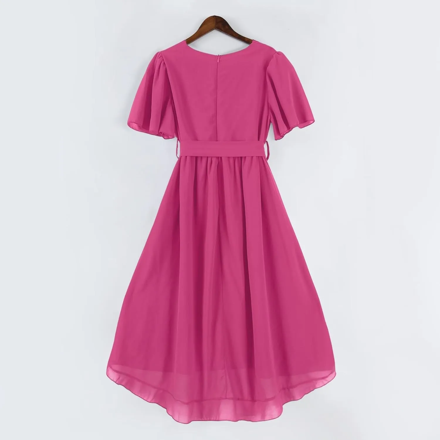 Womens Boho Floral Printed Chiffon Dresses 2025 Elegant V Neck Belted Summer Wedding Prom Cocktail Midi Dress