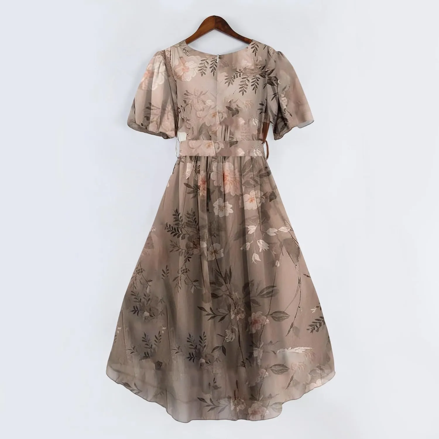 Womens Boho Floral Printed Chiffon Dresses 2025 Elegant V Neck Belted Summer Wedding Prom Cocktail Midi Dress