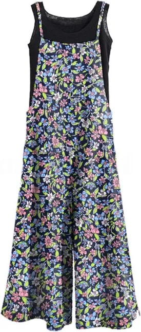 Women's Casual Loose Long Cotton Bib Overalls Baggy Linen Plus Size Jumpsuits Rompers Wide Leg Pants…