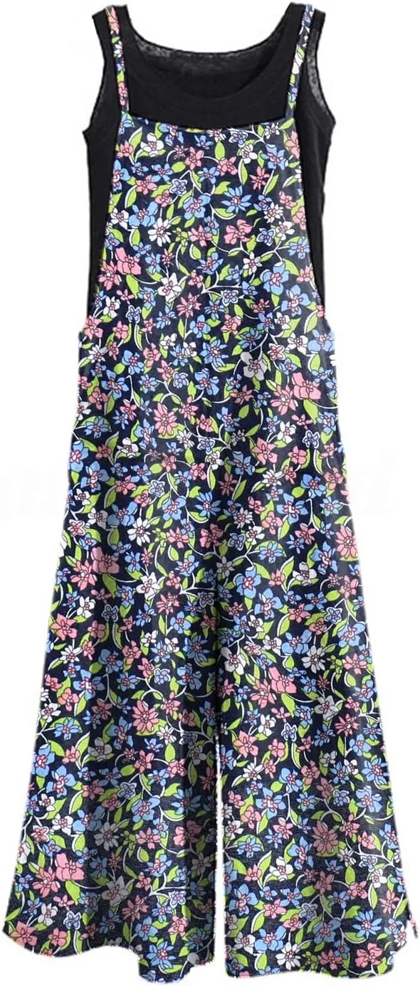 Women's Casual Loose Long Cotton Bib Overalls Baggy Linen Plus Size Jumpsuits Rompers Wide Leg Pants…