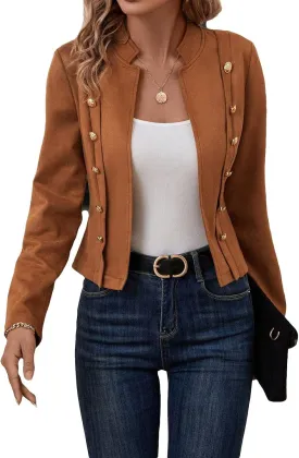 Womens Cropped Suede Blazer Jacket 2024 New Spring Fashion Casual Lightweight Petite Fitted Office Outwear Suit Womens Cropped Suede Blazer Jacket 2024 New Spring Fashion Casual Lightweight Petite Fitted Office Outwear Suit