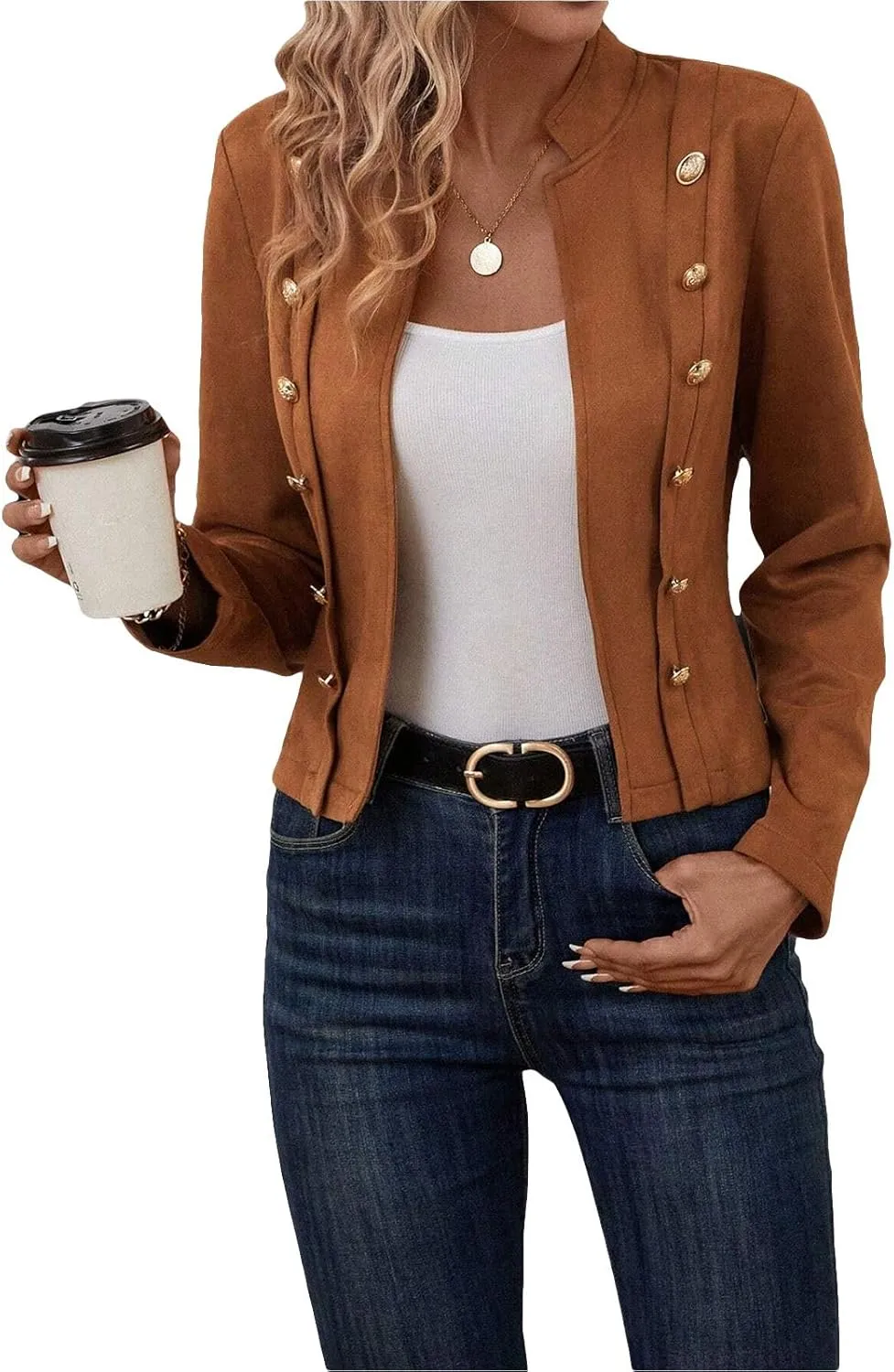 Womens Cropped Suede Blazer Jacket 2024 New Spring Fashion Casual Lightweight Petite Fitted Office Outwear Suit