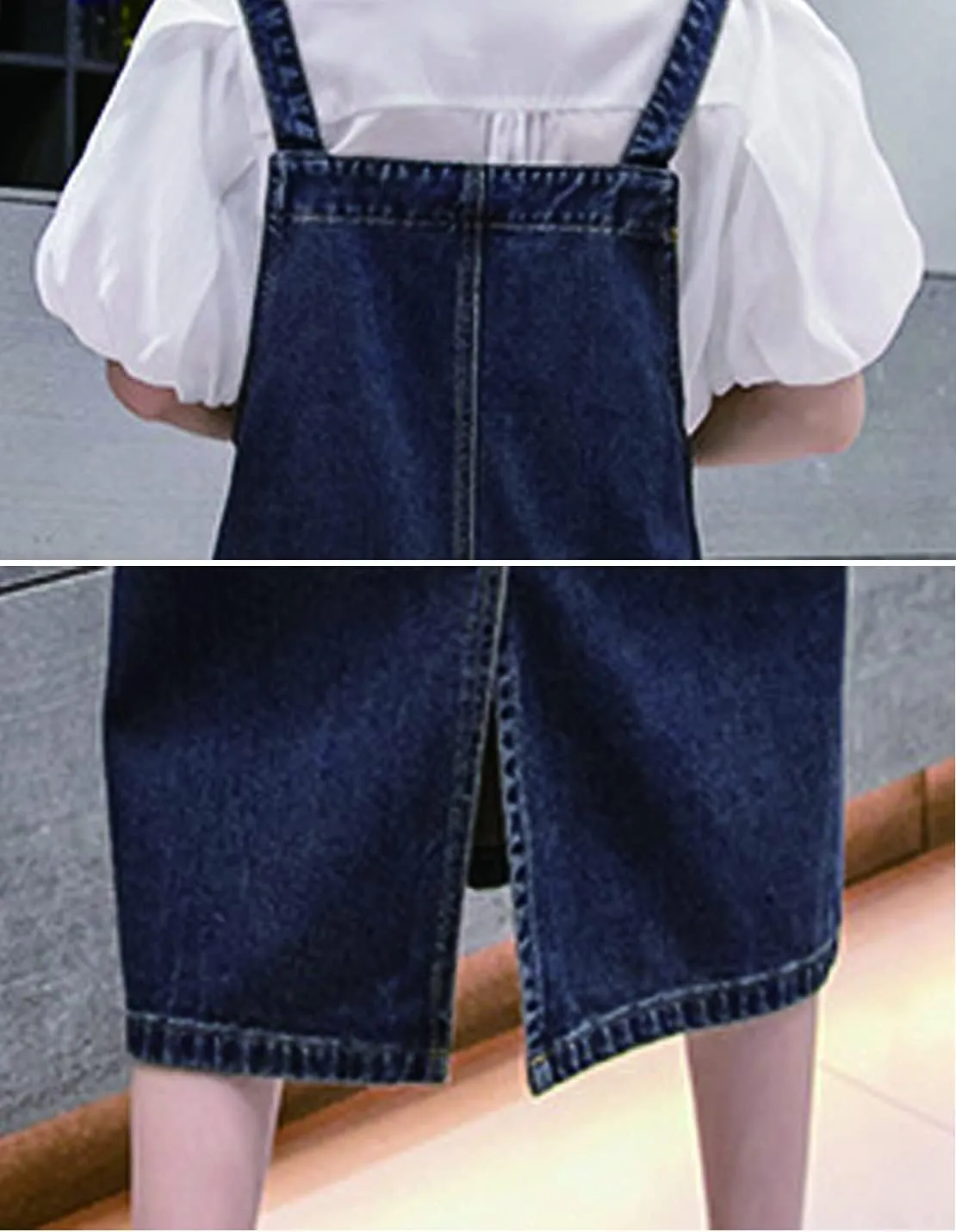 Women's Denim Strap Dress Large Size Loose Casual Solid Color Mid-Length Skirt