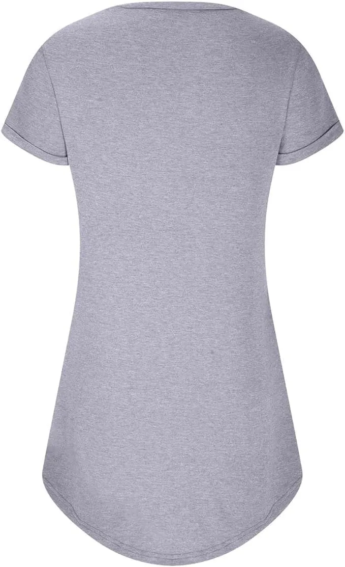 Women's Fashion Casual Sport Roll Sleeve Tennis Dress Beach A Line T-Shirt Dresses Cover Up Sundress with Pockets