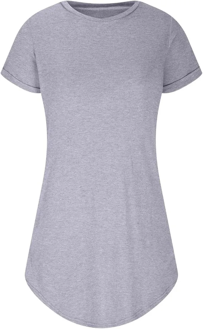 Women's Fashion Casual Sport Roll Sleeve Tennis Dress Beach A Line T-Shirt Dresses Cover Up Sundress with Pockets